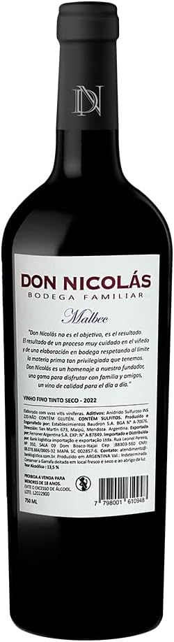 Don Nicolás Vinho Tinto Argentino Malbec 750Ml - Imagem 5