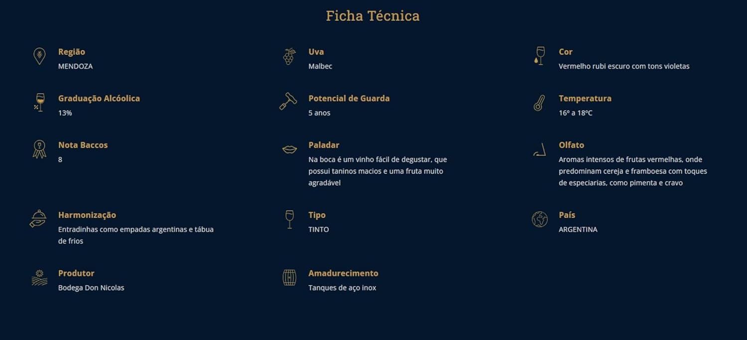 Don Nicolás Vinho Tinto Argentino Malbec 750Ml - Imagem 4
