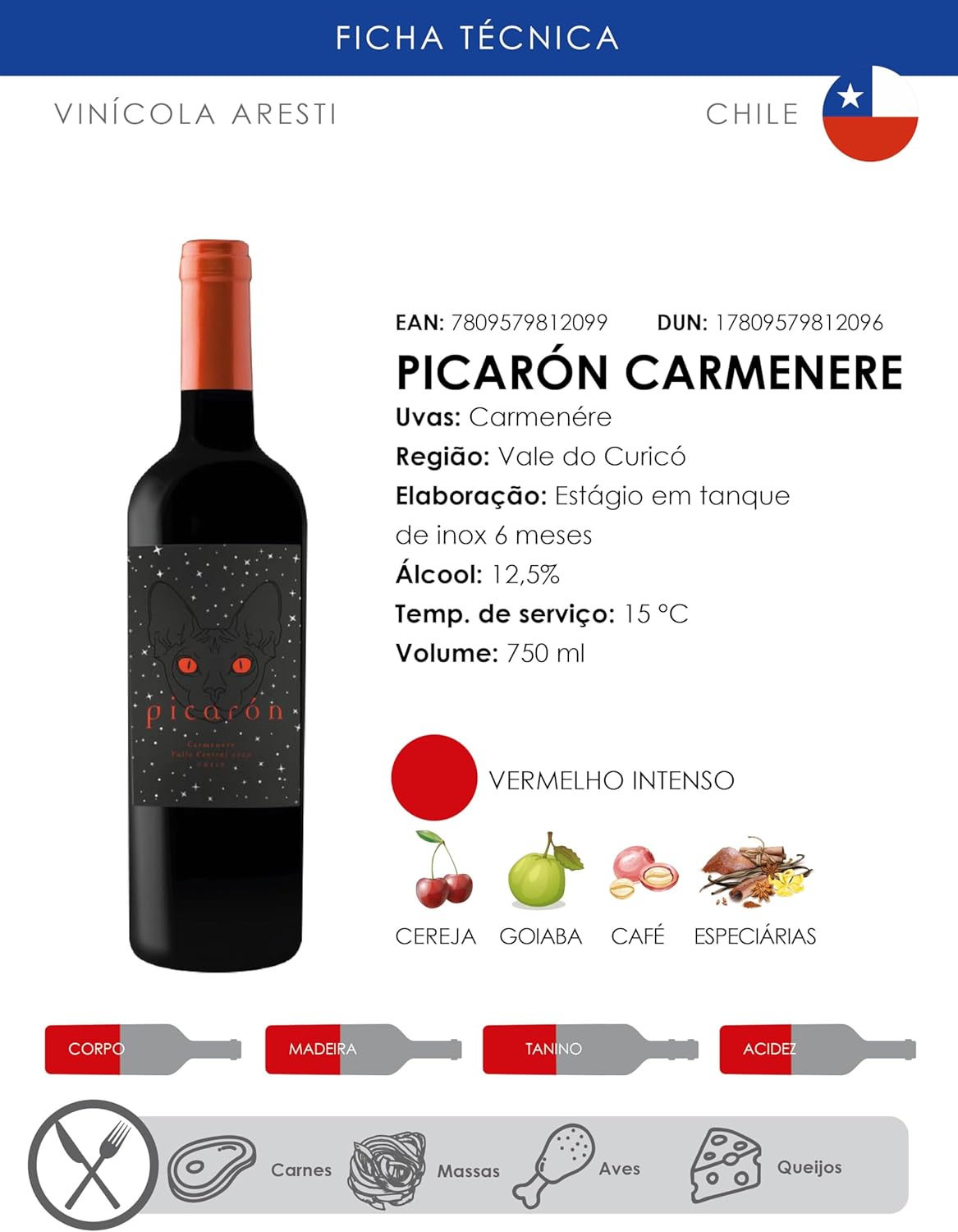 Vinho Picarón Carmenere 750ml - Imagem 4