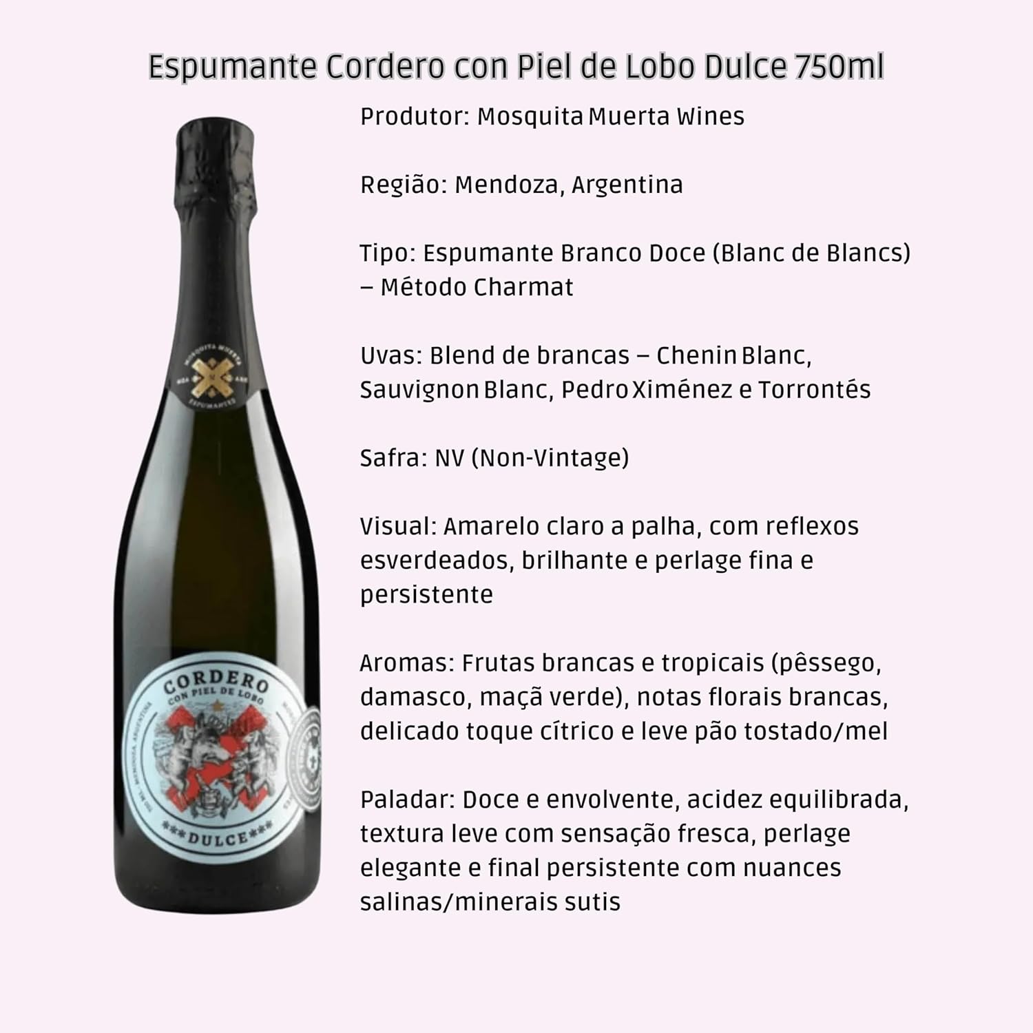 Espumante Cordero con Piel de Lobo Doce 750ml - Imagem 4